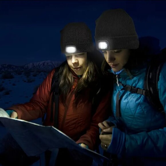 New Beanie with Headlight Rechargeable Pink - Picture 7 of 12